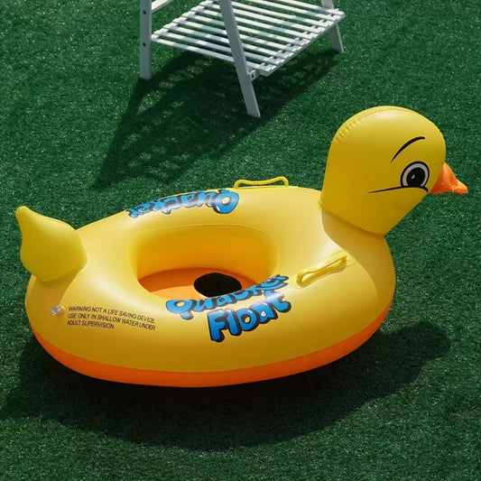 Pool Float Duck-Shaped Ring with Two Built-In Handles and One, Two or Four-Piece Pack Selections