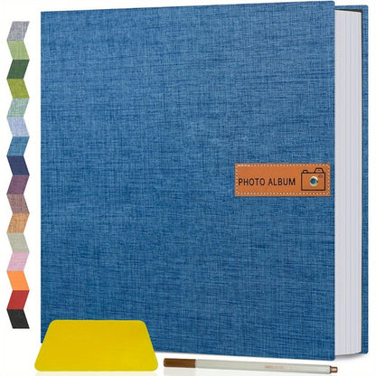 Self-Adhesive Linen Photo Album with 40- or 60-Page Options, Two Cover Sizes, Metal Pen and 12 Colors