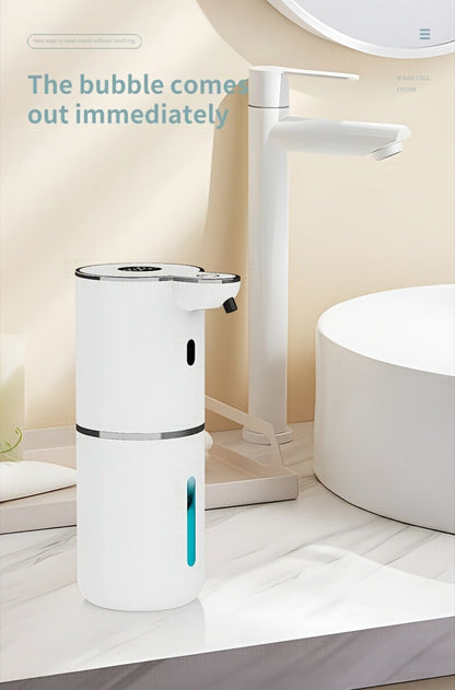 Rechargeable Touchless Foam Soap Dispenser with Six-Level Display, Countertop or Wall Mount in Black or White
