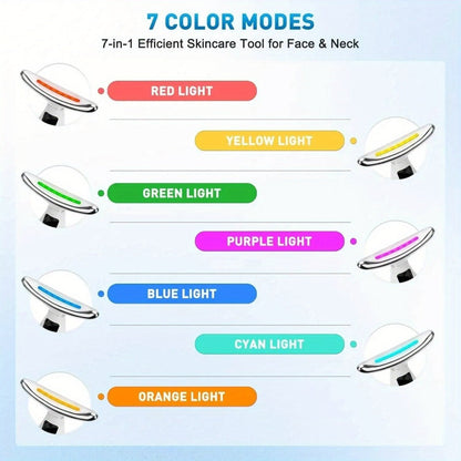 Facial Lifting Device 7-in-1 EMS Microcurrent Neck Face Massager LED Photon Therapy Skin Tightening Anti-Aging Rechargeable Beauty Tool for Women