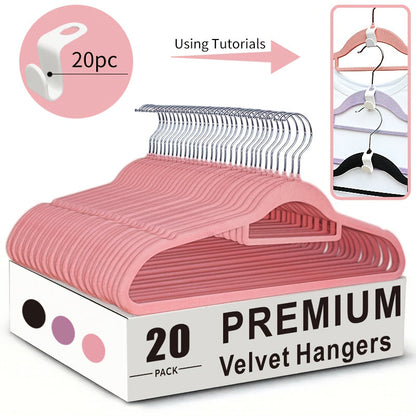Non-Slip Velvet Hangers with 360° Rotating Hook & Hanger Buckles – Space Saving Closet Organizer Set (50pcs or 20pcs)