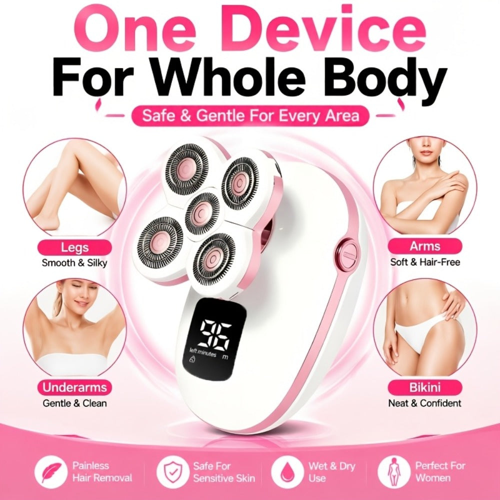 Electric Shaver IPX6 Floating Rotary Head with Type-C Charging, LED Display and Five Listed Set or Head Options