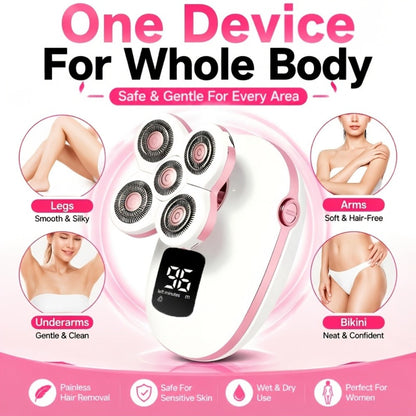Electric Shaver IPX6 Floating Rotary Head with Type-C Charging, LED Display and Five Listed Set or Head Options