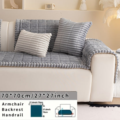 Wavy-Edge Plush Sofa Cushion Cover in Four Colors with Single-, Two-, Three- or Four-Seat Sizes
