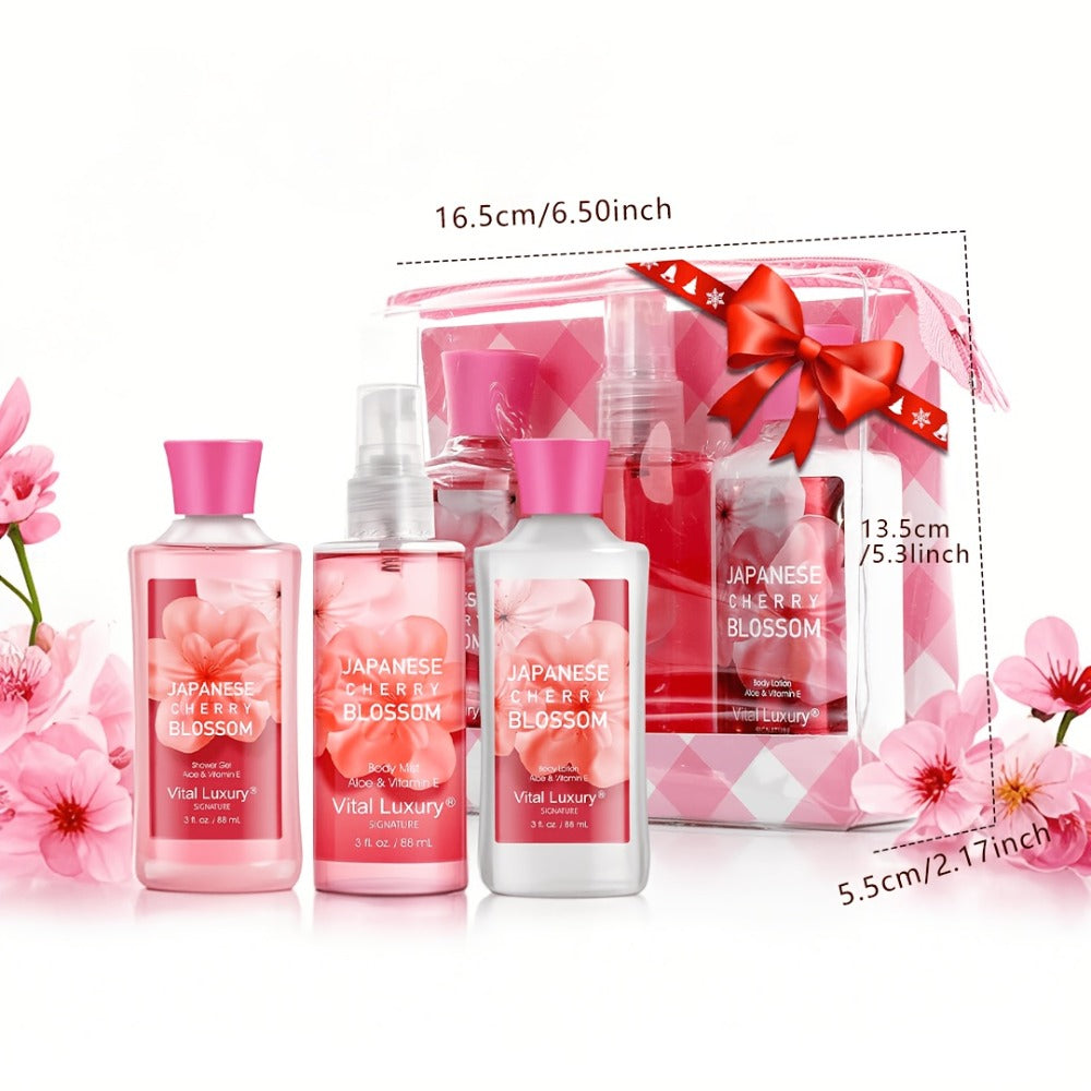 Bath and Body Gift Set in Cherry Blossom, Lavender Vanilla, Vanilla Coconut or Lotion and Mist Options