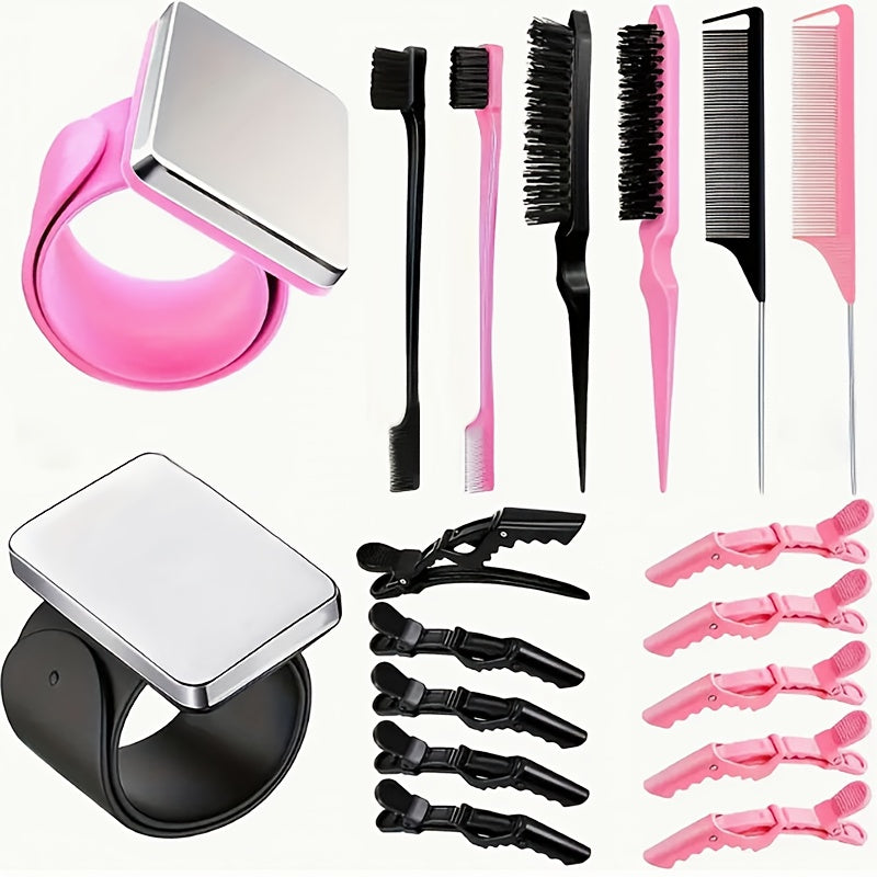 18-Piece Hair Sectioning and Styling Set with Clips, Combs, Parting Tools and Magnetic Wrist Holder
