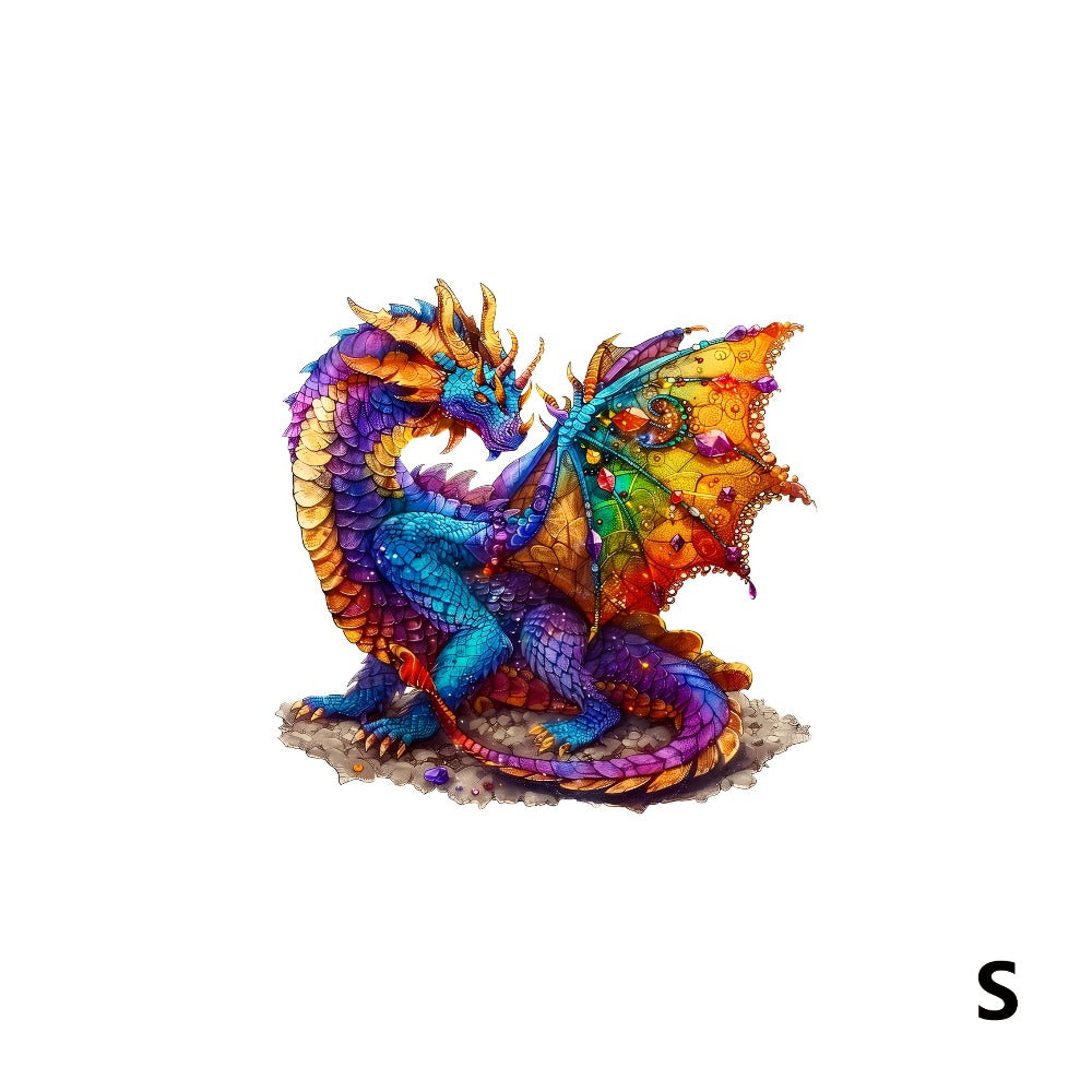 Dragon Wooden Jigsaw Puzzle with Irregular Animal-Shaped Pieces in Exact Small or Large Size Options