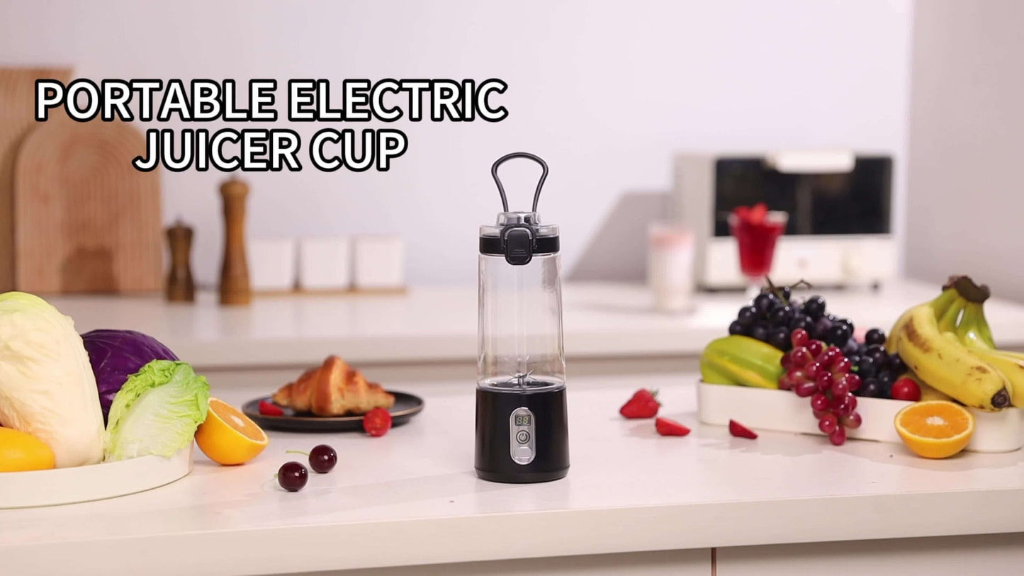 Portable Blender with Clear Cylindrical Cup, Digital Timer Display, Flip-Up Handle and Three Color Options