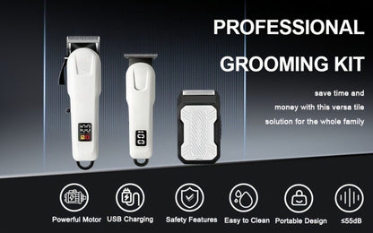 Cordless Hair Clipper Set for Men USB Rechargeable Electric Shaver with LED Display - Professional Grooming Kit 2 or 3 Piece Wireless Hair Trimmer for Home & Travel Gift