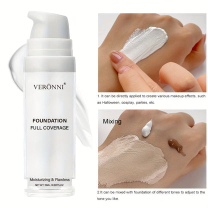 White Liquid Foundation Full Coverage Matte — Long-Lasting Creamy Formula for Goth Halloween Cosplay & Stage Makeup, Heavy Duty Opaque Coverage for All Skin Types, Professional Face Makeup for Women