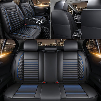 Car Seat Covers Full Set – 5-Seat PU Leather Airbag Compatible Universal Fit Sedan SUV Truck Waterproof with Front Storage Bag & Detachable Armrest