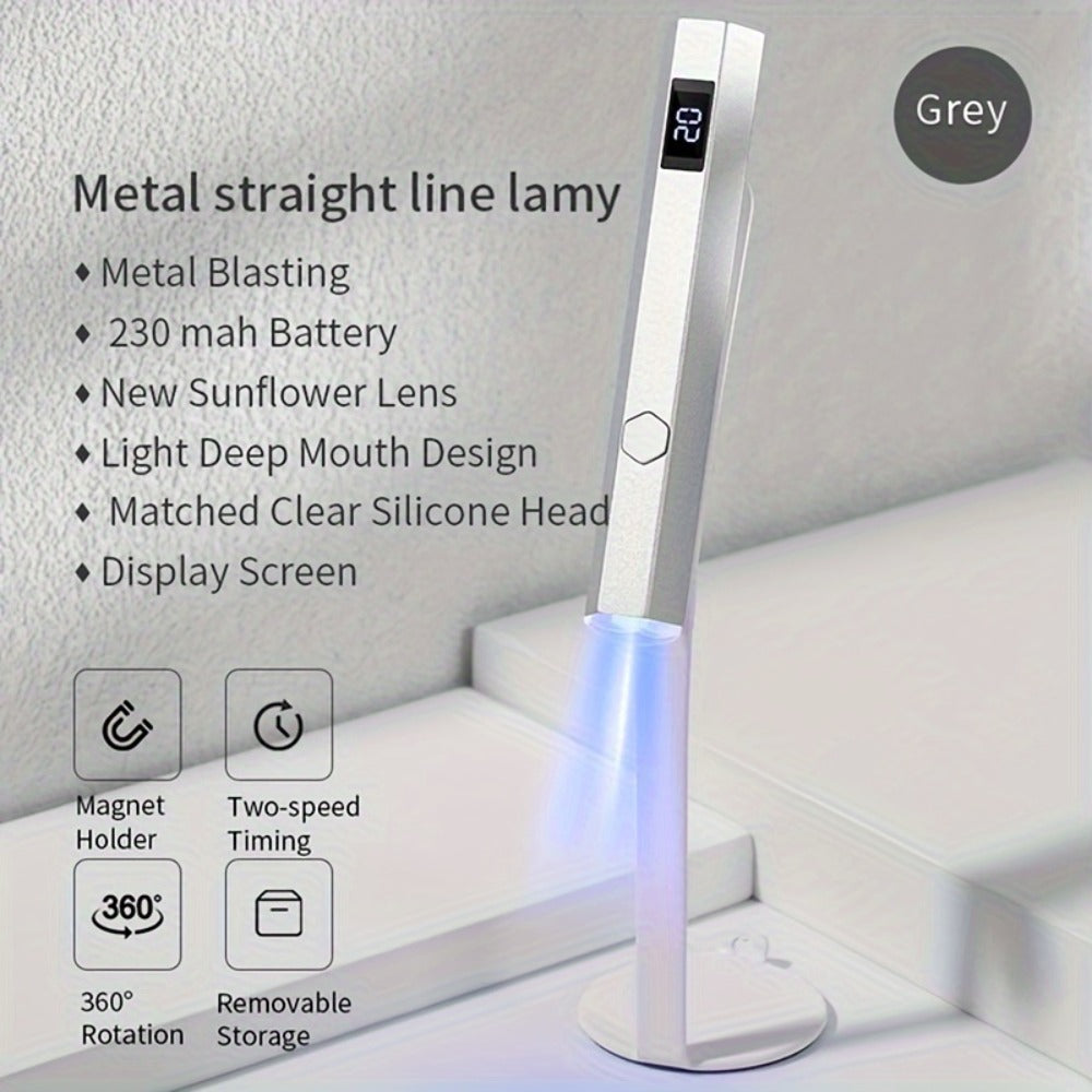 Handheld UV LED Nail Lamp with Magnetic Stand, 20/60s Timer Display, Type-C Port and Five Colors