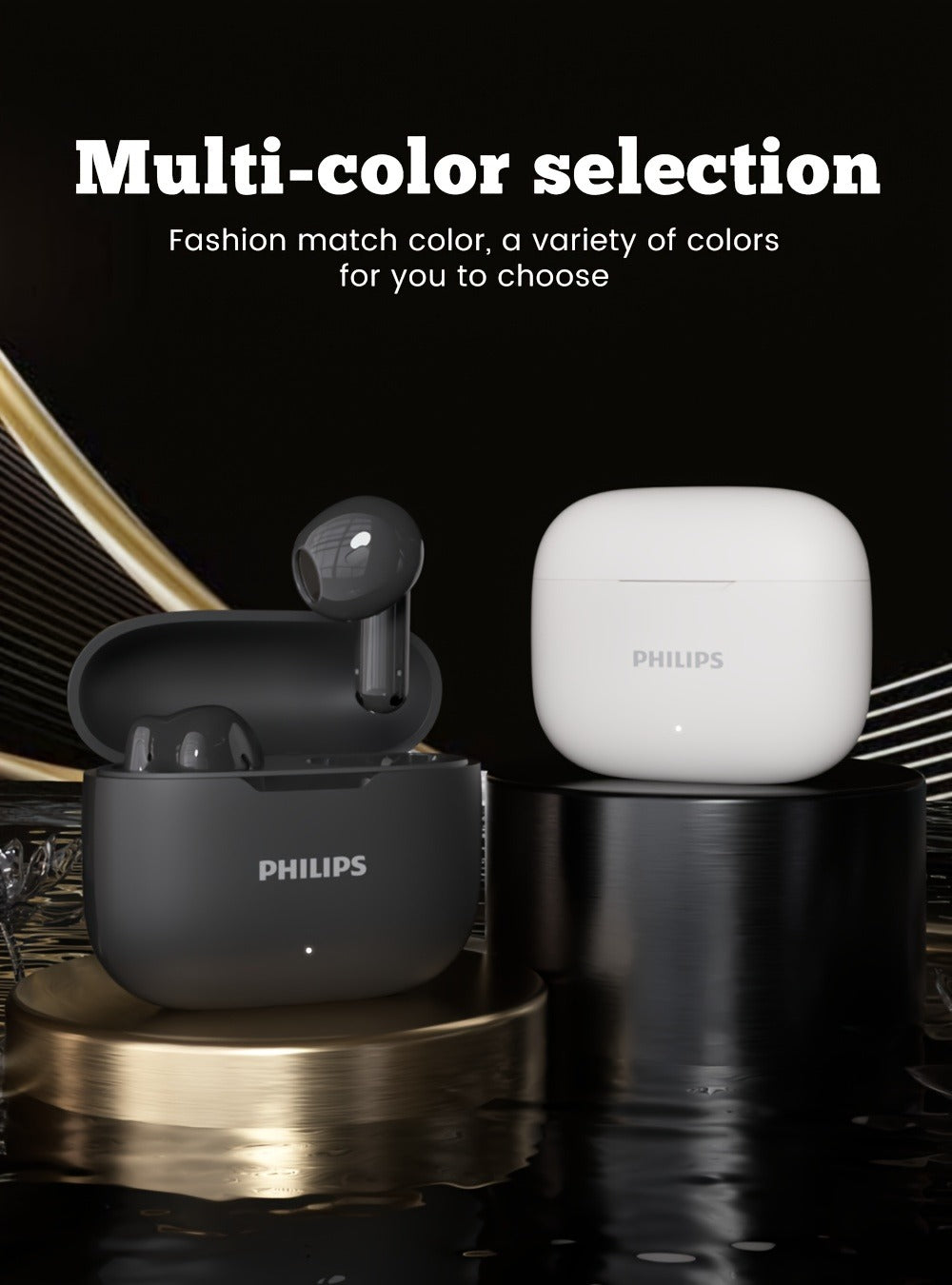 Wireless Earbuds Philips TAT1220 Bluetooth 6.0 with ANC, 360° Sound, Touch and Type-C in Two Colors