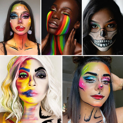 Oil-Based Face Body Paint Palette 20 Colors 168g - Halloween SFX Makeup Kit Black White Flash Tattoo Cosplay