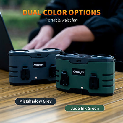 Wearable Waist Fan with 20000mAh Battery, Dual Vents, 10 Settings, Display and Two Color Options