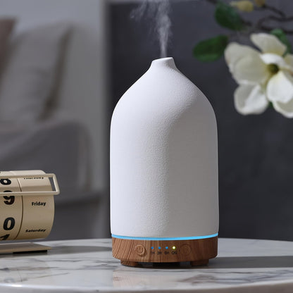 200ml Essential Oil Diffuser with Textured Glass-Style Cover, Seven-Color Light and 2H, 4H or 6H Timer