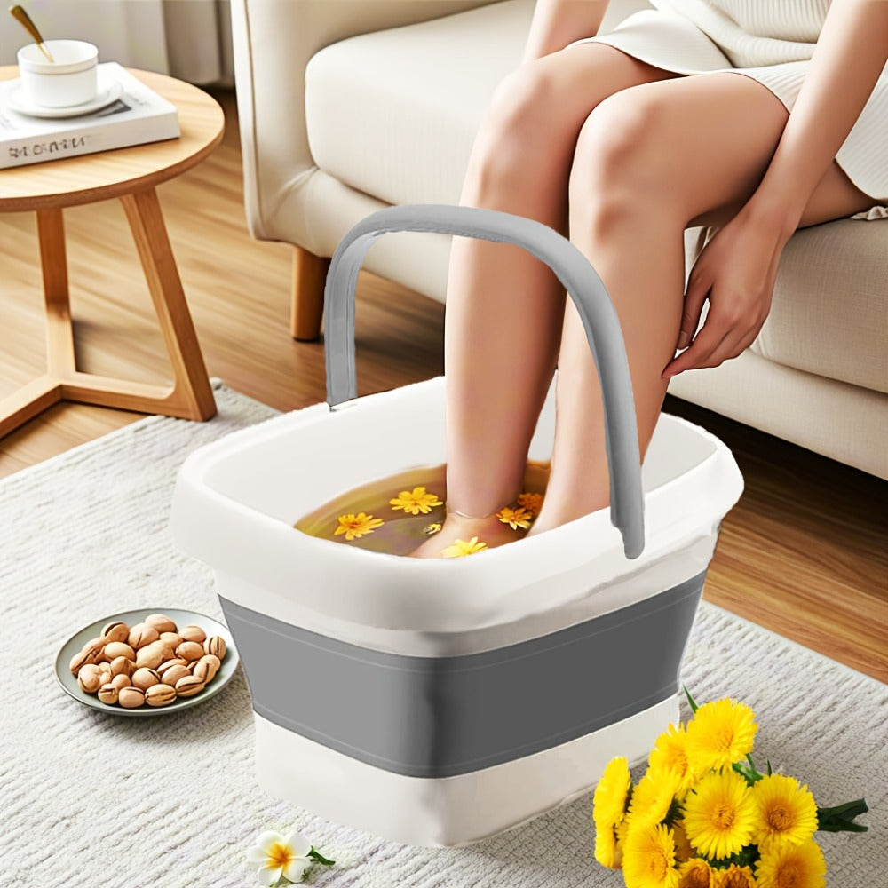 Foldable 3.96-Gallon Foot Bath Basin with Carry Handle, Raised Massage Surface and Four Colors