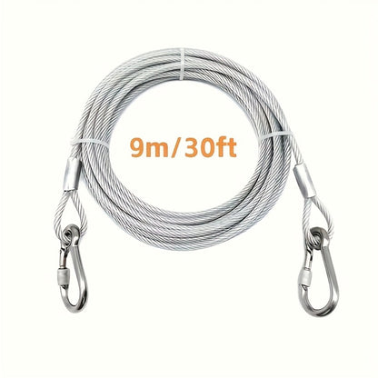 Coated Wire Clothesline with Locking Carabiners in 9-Meter or 15-Meter Checkout Lengths and End Hooks