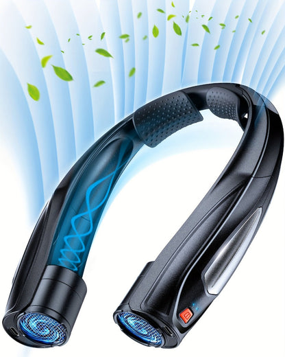 Wearable Neck Fan with Dual 3000mAh Battery Labels, Six Settings, USB-C Charging and Three Colors