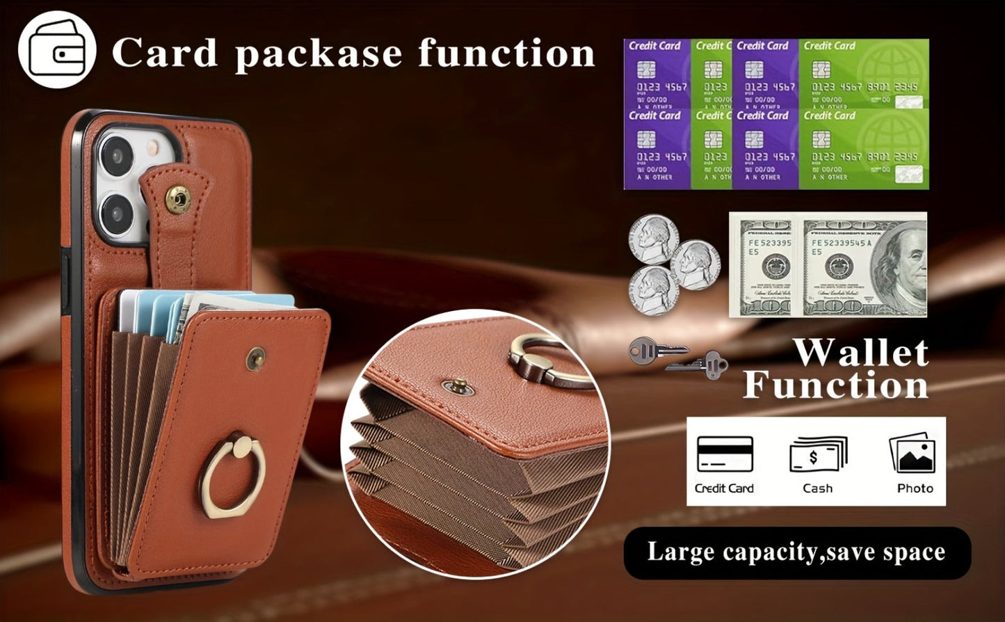 Phone Case RFID-Blocking Wallet with 2–3 Card Holder, Fold-Out Kickstand and Magnetic Charging for Select iPhones