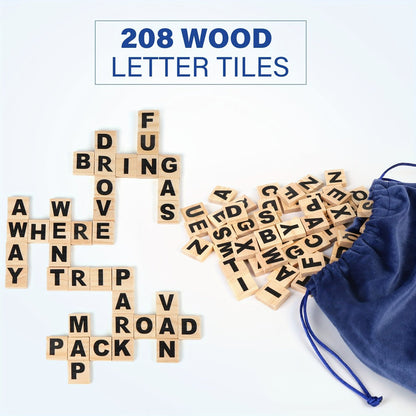 Spelling Word Game with 224 Picture Flash Cards, 208 Wooden Letter Tiles and Two Dice for Ages Four Plus