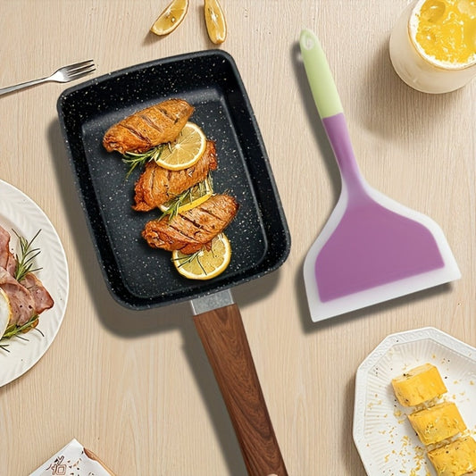 Tamagoyaki Pan Japanese Nonstick Rectangular Egg Pan for Omelettes & Rolls – Induction Halogen Compatible Dishwasher Safe Wooden or Plastic Handle with Optional Silicone Spatula