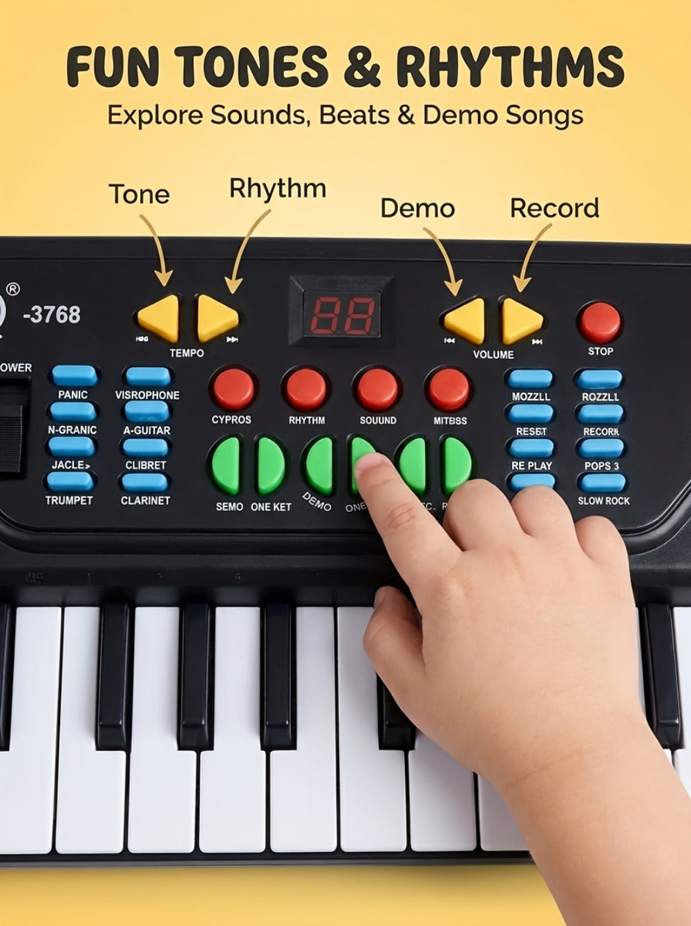 Kids Electronic Keyboard with Microphone, Black, Music Learning Toy for Boys & Girls, Sing-Along Piano Instrument, Educational Birthday Christmas Gift for Children Ages 3+