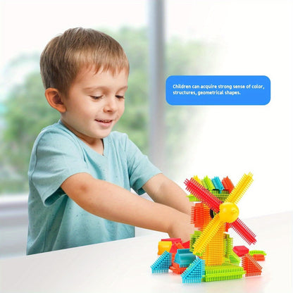 Hedgehog Bristle Blocks for Toddlers 150PCS – Soft Interlocking Brush Building Set, Sensory STEM Learning Toy for Kids Ages 2 3 4 5, Creative Open-Ended Educational Gift for Boys & Girls, Birthday Christmas Holiday