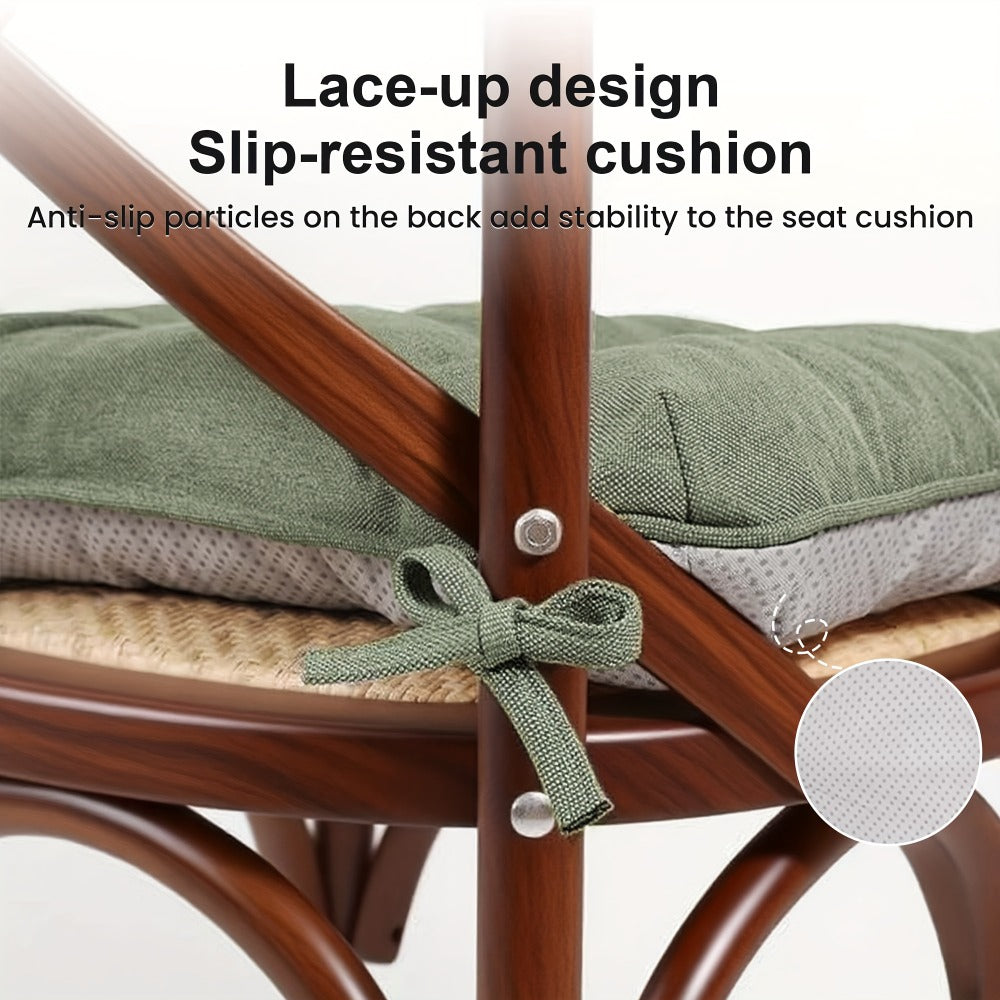 Tufted Chair Cushion Sets in 4- or 8-Piece Options with M/L Sizes, Tie Straps and 12 Color Choices