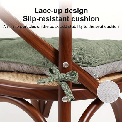 Tufted Chair Cushion Sets in 4- or 8-Piece Options with M/L Sizes, Tie Straps and 12 Color Choices