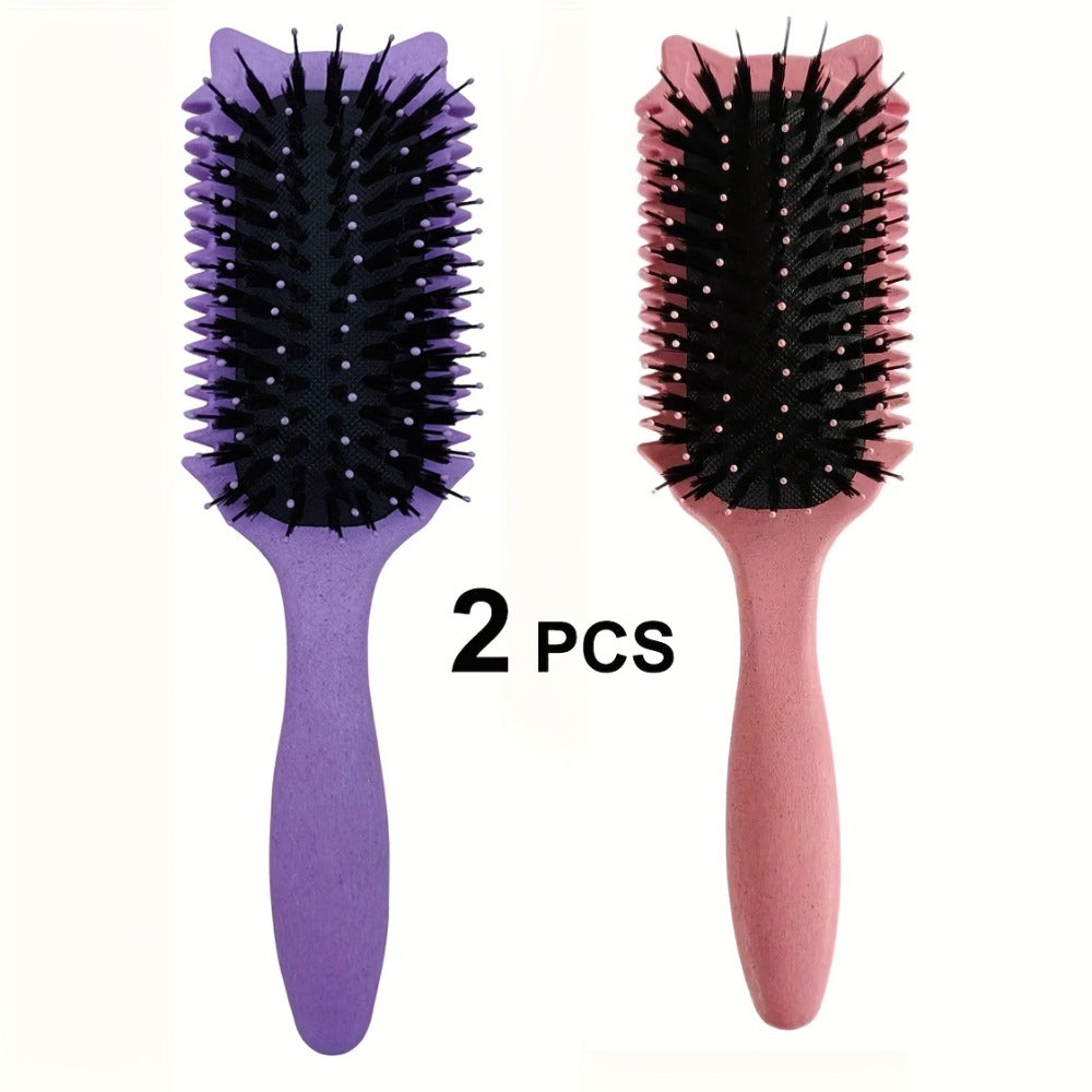 Detangling Brush for Curly Wavy Coily Hair 1 or 2 Pcs — Flexible Bristles Reduce Breakage & Frizz, Gentle Scalp Massage, Wet & Dry Use for 2B-4C Natural Hair Types
