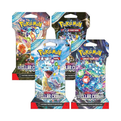 Pokemon TCG Stellar Crown Sleeved Booster Pack | Scarlet & Violet | 10 Cards | Terapagos Cinderace ex Hydrapple ex | ACE SPEC Cards | Official Pokemon Trading Card Game