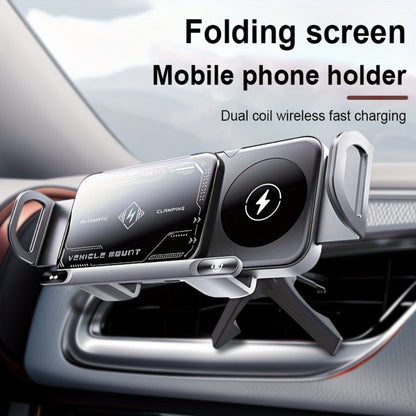 Folding Wireless Car Charger Mount with Air-Vent Base or Two-in-One Stand Checkout Options