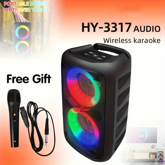 Wireless Bluetooth Speaker with Color LED Lights, MOKiN KTS-1265 Portable Party Speaker, Bass Boost, FM Radio, TF Card, USB, Type-C, Lightweight for Outdoor Travel Home Parties