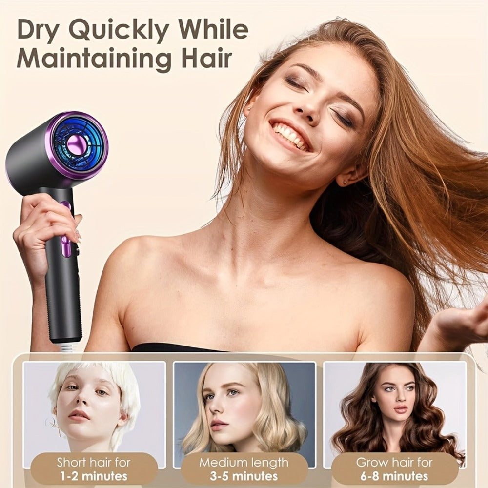 Hair Dryer Hair Styling Tool with 1600W Motor, Six Attachments and Six Color Options for Home Use