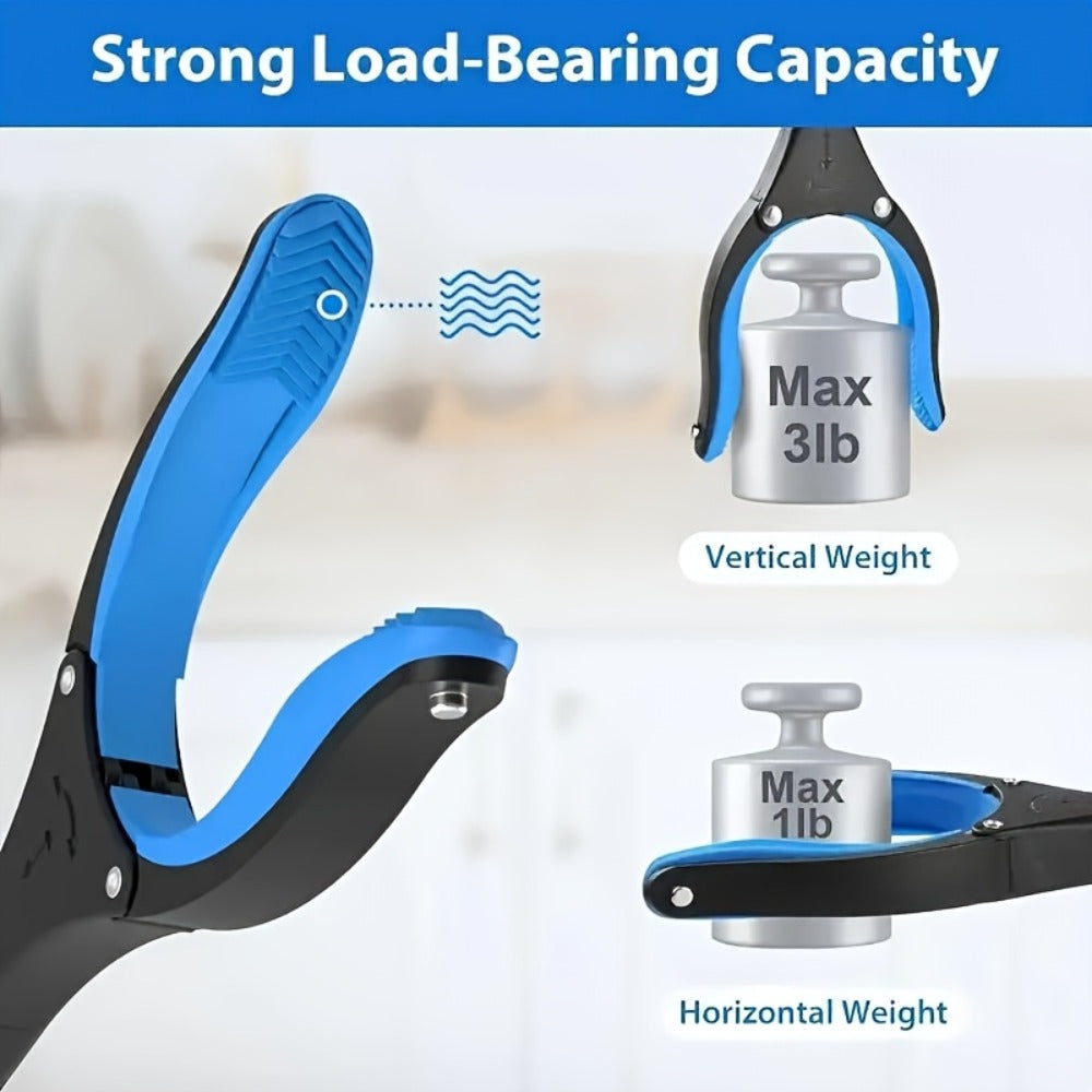 Foldable Reacher Grabber Tool with Magnetic Tip, 34-Inch Extended Reach and Blue Trigger Handle