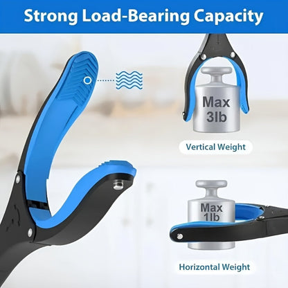 Foldable Reacher Grabber Tool with Magnetic Tip, 34-Inch Extended Reach and Blue Trigger Handle