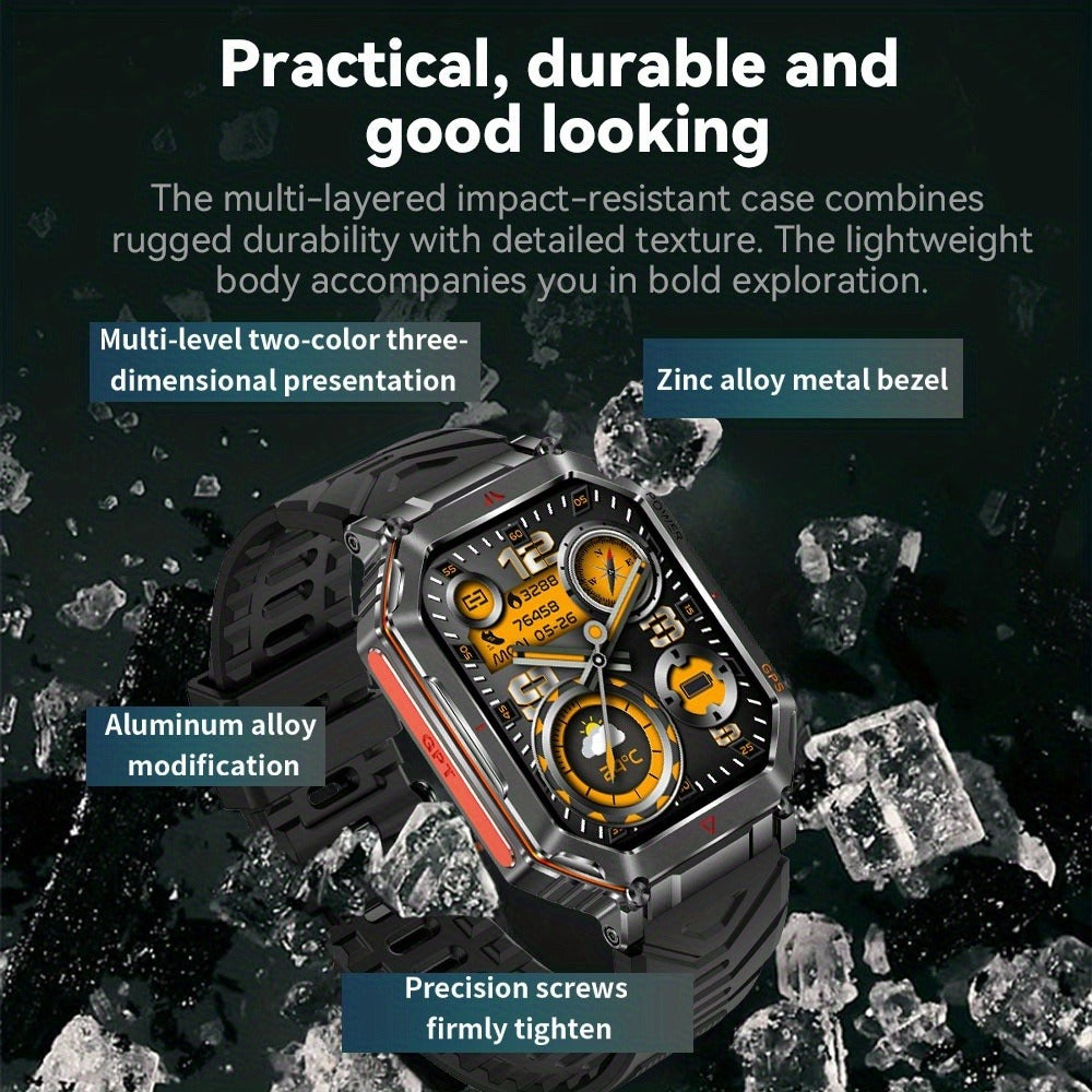 GPS Outdoor Smartwatch All-Metal Body, IPX8 Waterproof, Built-in GPS, Altimeter Barometer & Compass, LED Flashlight, Bluetooth Calling & Message Alerts, Silicone or Steel Strap – Rugged Adventure Watch for Men