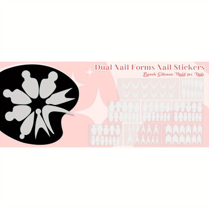 Poly Gel Nail Extension Form Kit - 192pcs Dual Forms, 96pcs Reusable Pads, 8 Shapes Acrylic Mold, Brush Pen