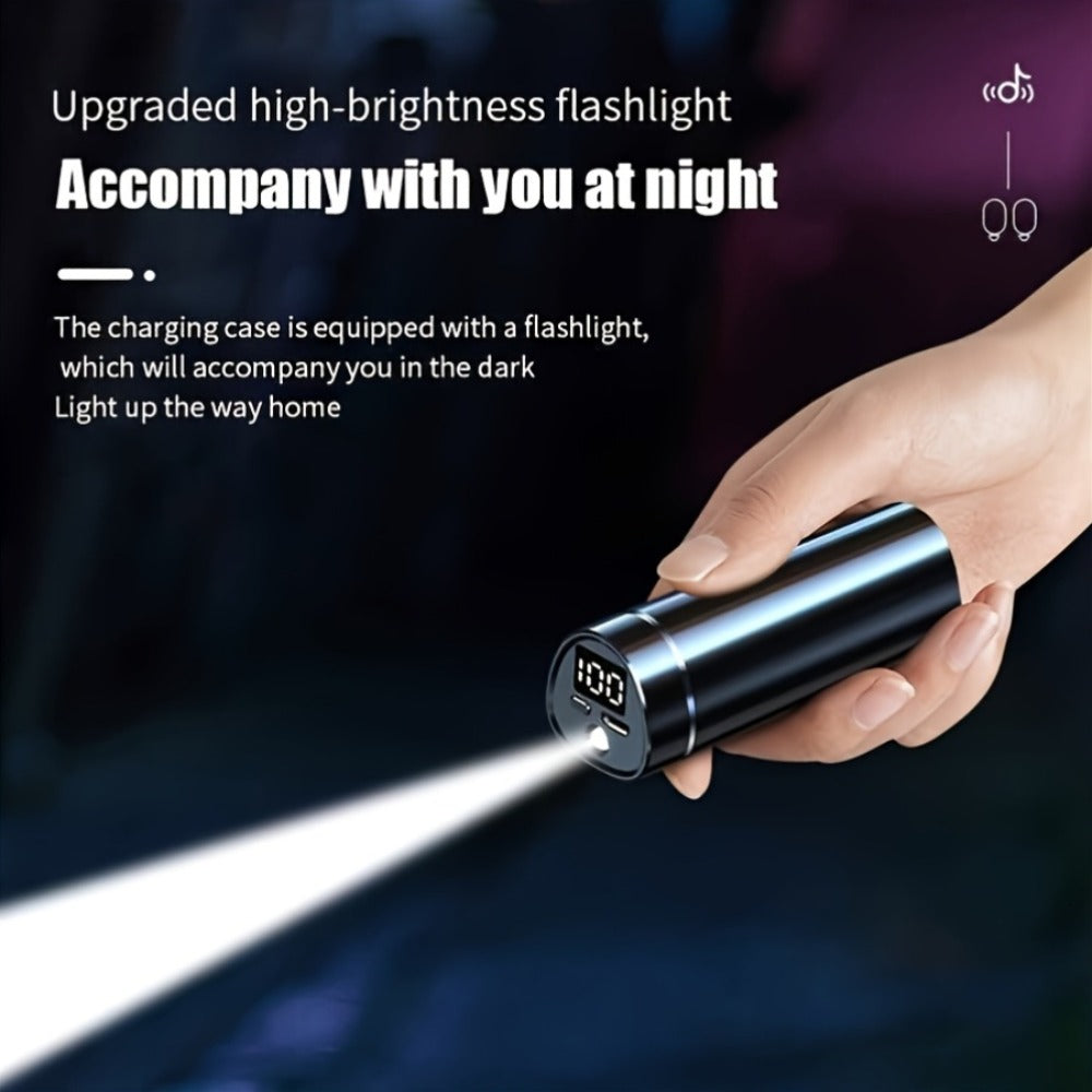 True Wireless Earbuds with Torchlight Charging Case, Touch Controls, Built-In Microphone and USB Charging