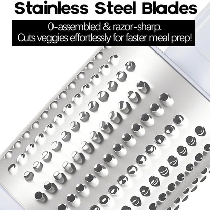 Rotary Cheese Grater – Stainless Steel Hand Crank Shredder with 3 Interchangeable Blades, Non-Slip Suction Base & Cleaning Brush, BPA-Free Vegetable Grater for Cheese, Nuts & Vegetables