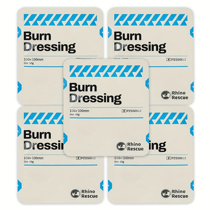 Burn Dressing Five-Pack with 100 x 100mm Gel Pads, 40g Individually Packed Rhino Rescue Packets