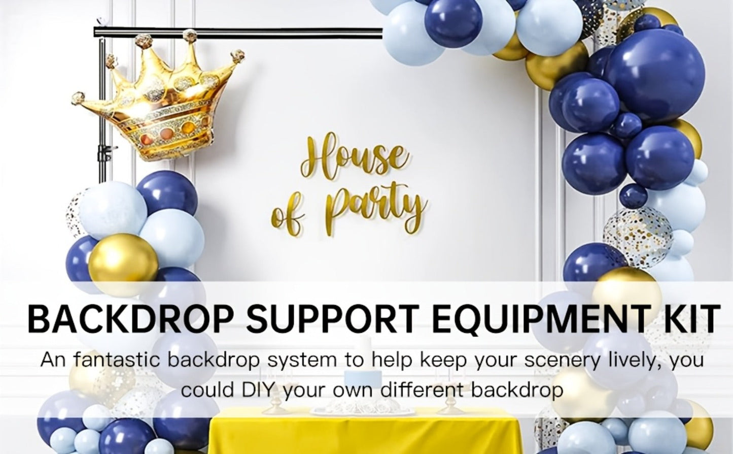Backdrop Stand Kit 10x10ft Heavy Duty – 2 Adjustable Stands, 4 Crossbars, 4 Clamps & Carry Bag for Photo Studio, Video Shooting, Streaming & Party Decor
