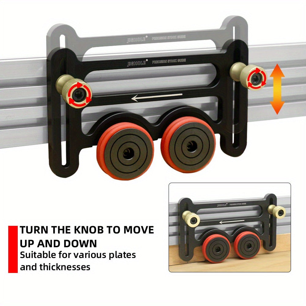 Feather Board Roller Guide for Table Saw – Aluminum Alloy One-Way Safety Stock Feeder with T-Track Mount, Anti-Kickback Woodworking Press Guide Tool