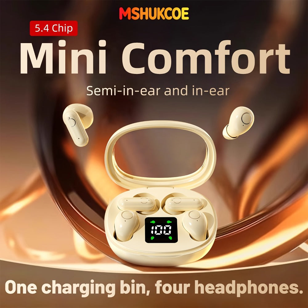Wireless Earbuds MSHUKCOE 2-in-1 Mini Sleep Style with Noise Reduction and 6D HiFi Sound in Three Colors