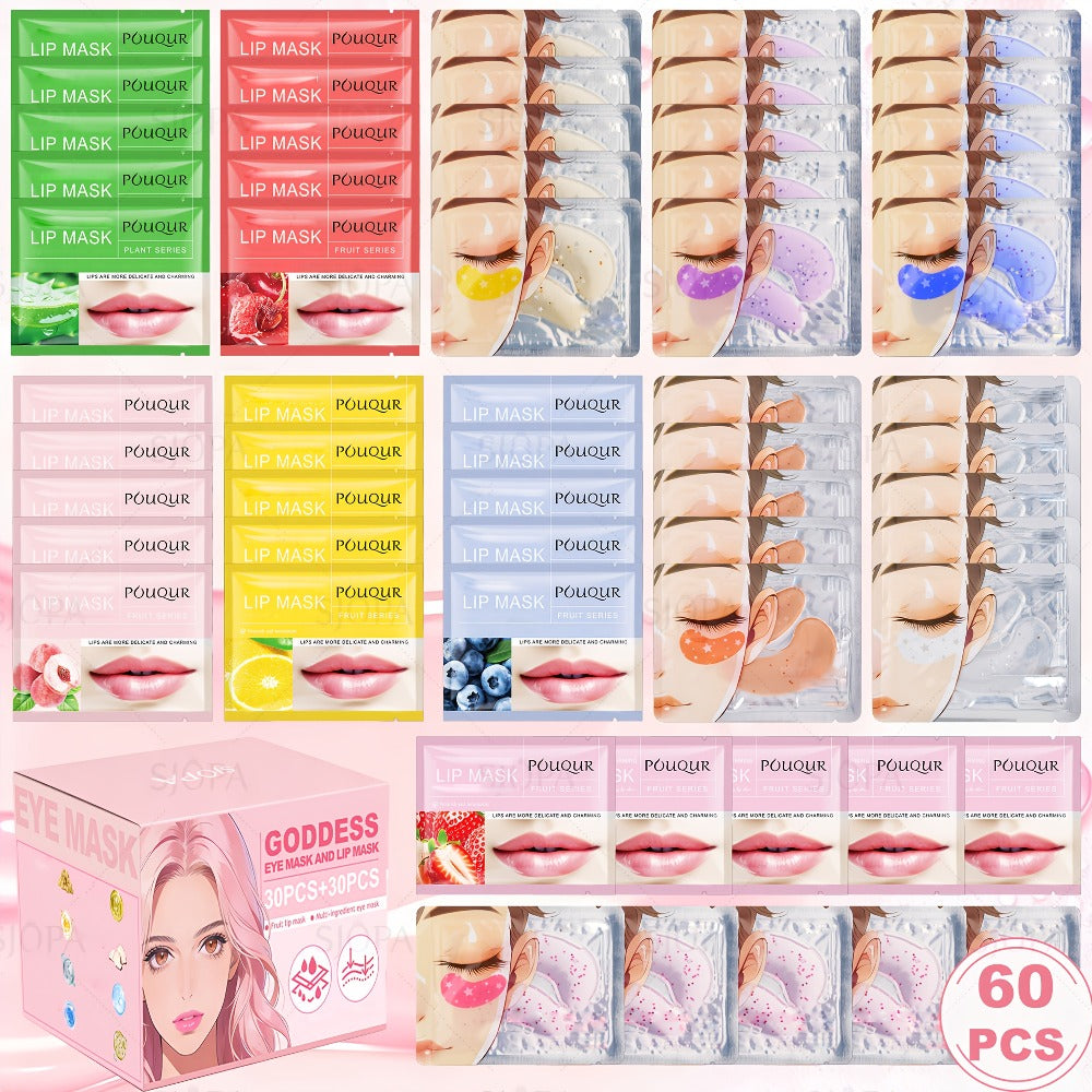 Rose Honey Strawberry Face Mask Set Eye Lip Masks Moisturizing Fruit Extract All Skin Types Skincare Gift Set 32pcs / 60pcs