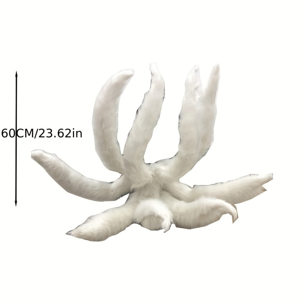 Costume Accessories Nine-Tailed Fox Prop, 31.5-Inch Knit Cover with Alloy Frame for Naruto and Ahri Styling