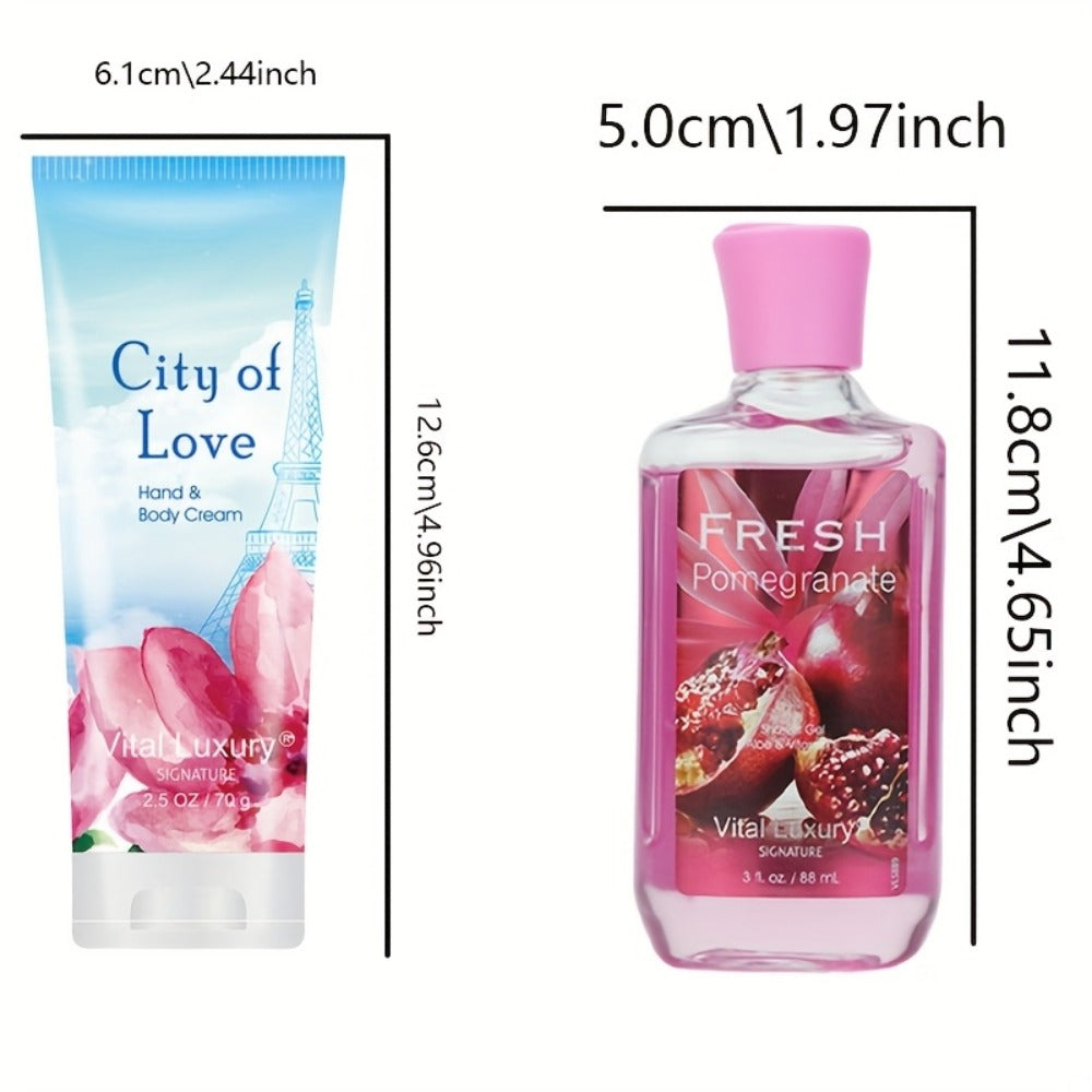 Two-Piece Body Wash and Hand Cream Gift Set with 88 ml Bottle, 70 g Tube and Five Scent Options