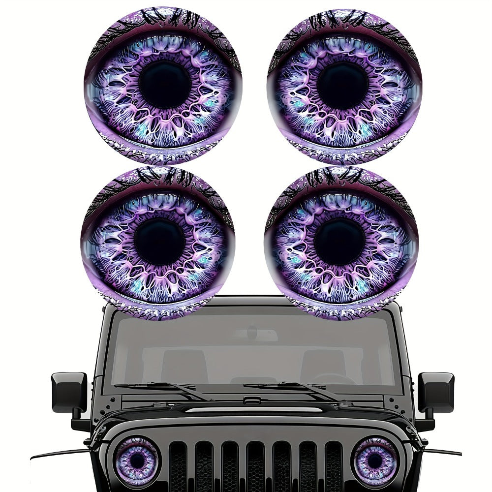 3D Beast Eye Headlight Stickers – Funny Car Headlight Decals for Jeep Round Headlights, Truck Body, Bumper & Window Decoration, Reusable PVC Glossy Stickers (1 or 2 Pairs)