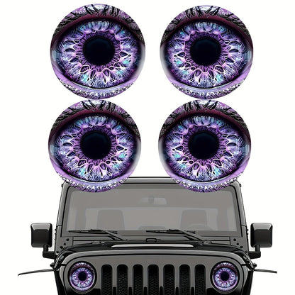 3D Beast Eye Headlight Stickers – Funny Car Headlight Decals for Jeep Round Headlights, Truck Body, Bumper & Window Decoration, Reusable PVC Glossy Stickers (1 or 2 Pairs)